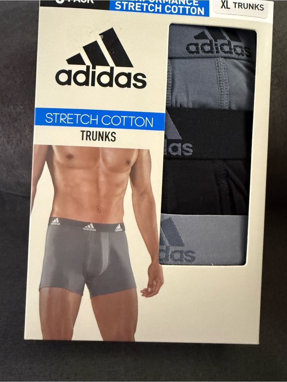 adidas Men's Boxer Briefs - Gray & Black (3-Pack)